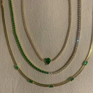 Emerald and Diamond Tennis Necklace Set - 3 pieces - NWT